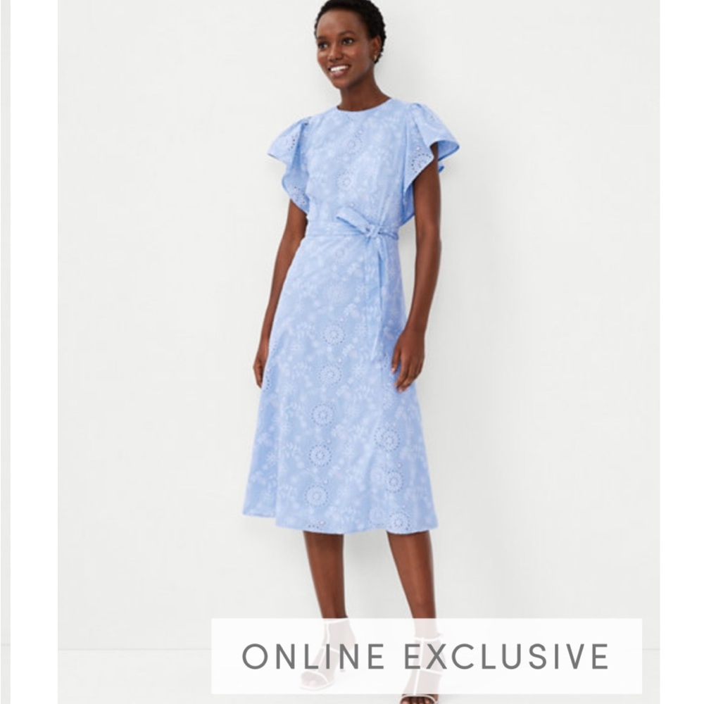 Ann Taylor serenity eyelet midi dress nwt - Picture 2 of 5
